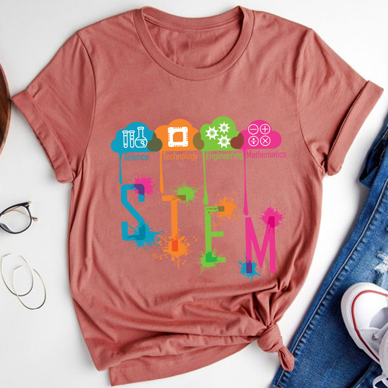 Color Splash Ink STEM Teacher T-Shirt