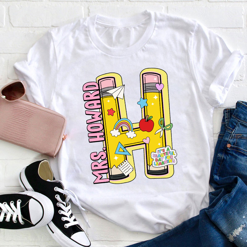 Personalized Funny Letter Back To School Name Teacher T-Shirt