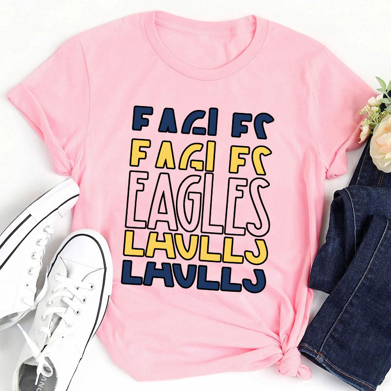 Personalized Name Retro Stacked Teacher T-Shirt