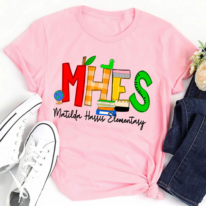 Personalized School Initials And Name Teacher T-Shirt