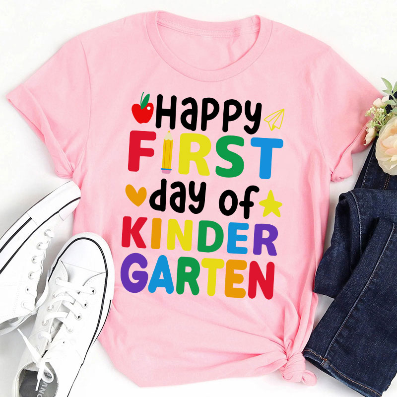 Personalized Happy First Day Of Kindergarten T-Shirt