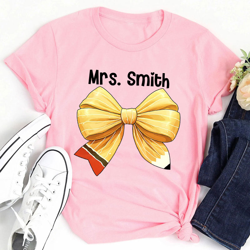 Personalized Name Teacher Bow Teacher T-Shirt