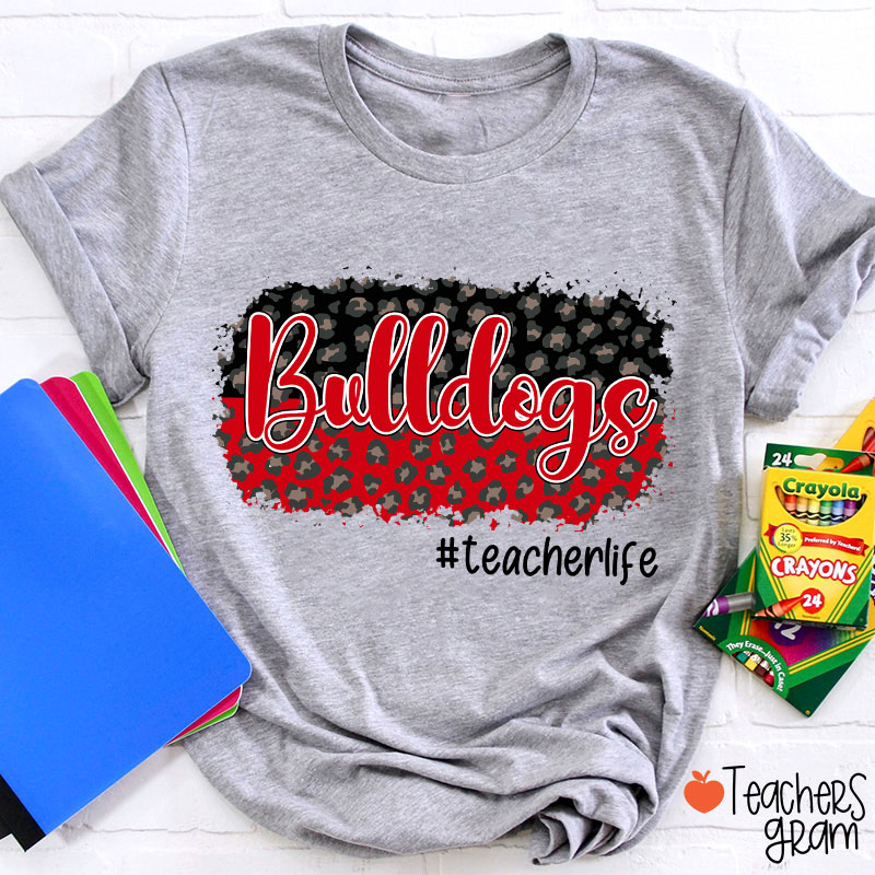 Personalized School Mascot And Hashtag Colorful Leopard Teacher T-Shirt