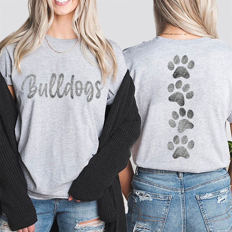 Personalized Mascot And Paw Game Day Teacher Two Sided T-Shirt