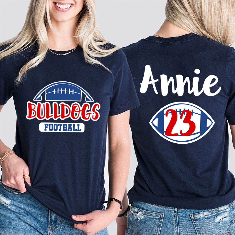 Personalized Mascot Sport Your Name And Number Game Day Teacher Two Sided T-Shirt
