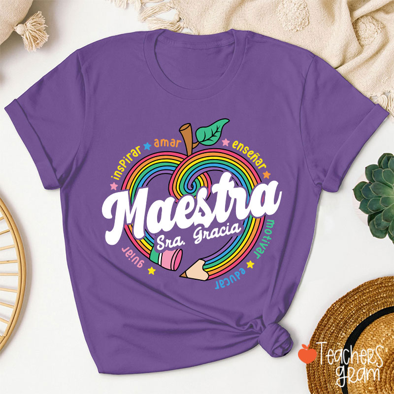 Personalized Inspirar Amar Maestra Spanish Teacher T-Shirt