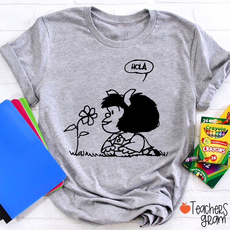 Hola Flower Spanish Teacher T-Shirt