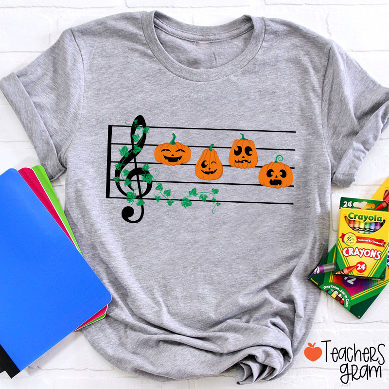 Pumpkins Music Notes Halloween Teacher T-Shirt