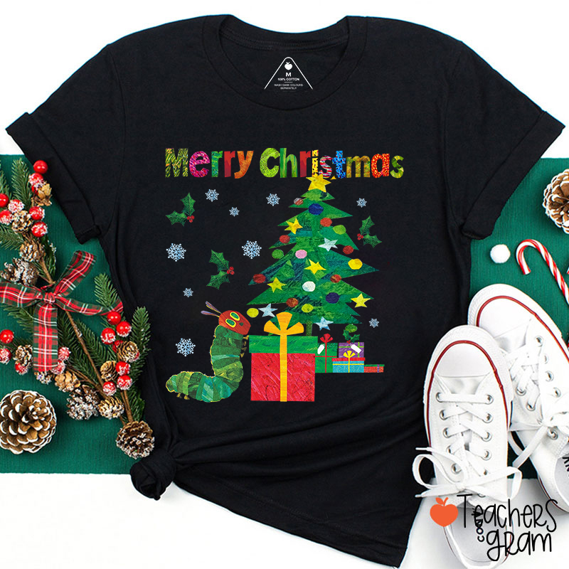 Very Hungry Caterpillar Merry Christmas Teacher T-Shirt