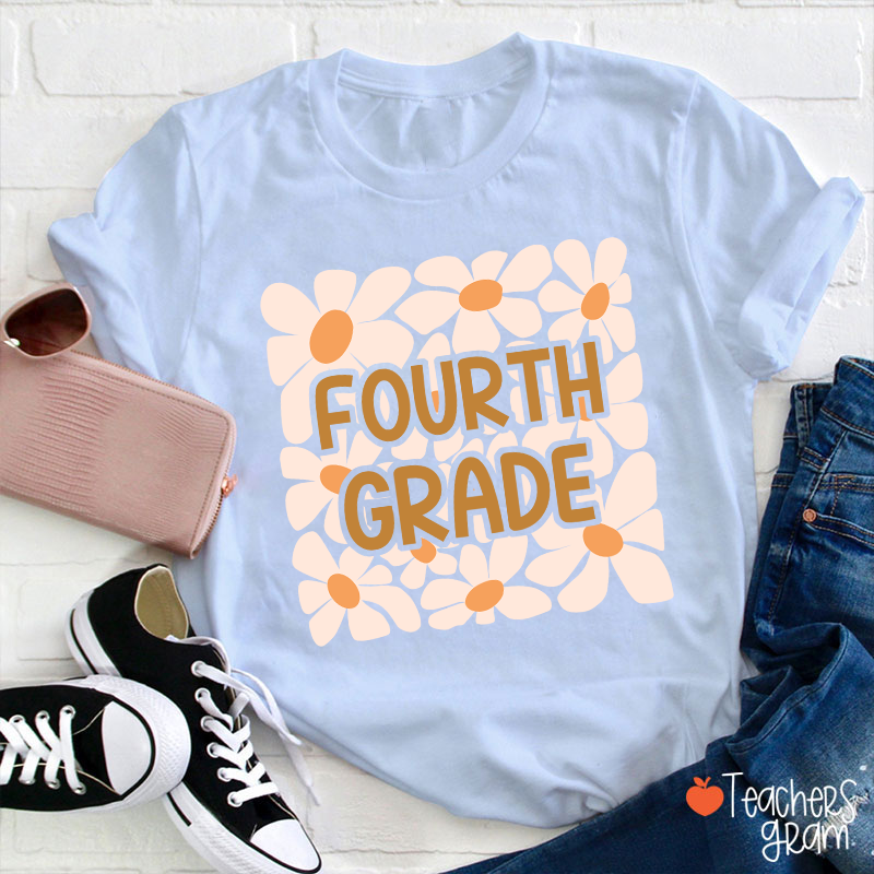 Personalized Yellow Daisy Grade Teacher T-Shirt