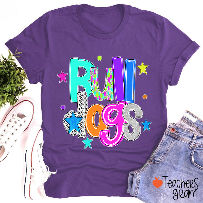 Personalized Mascot Colorful Font Sart Polka Dots Teacher T-Shirt