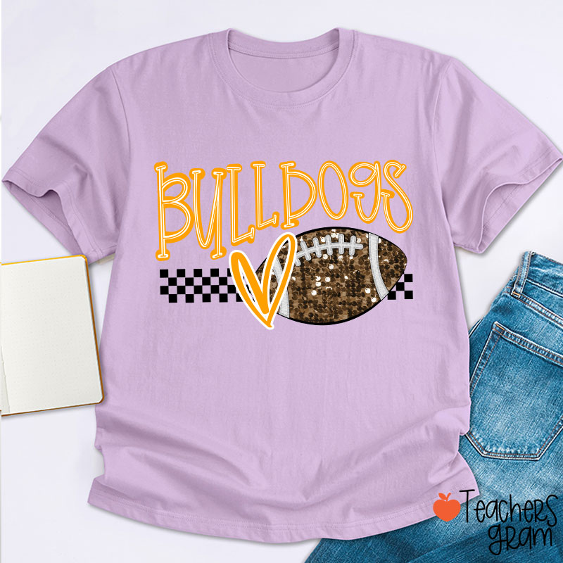 Personalized Mascot And Sport Checkered Love Heart Teacher T-Shirt