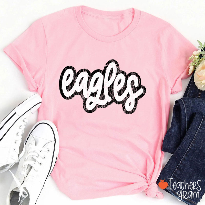 Personalized Mascot Washed And Distressed Print Teacher T-Shirt