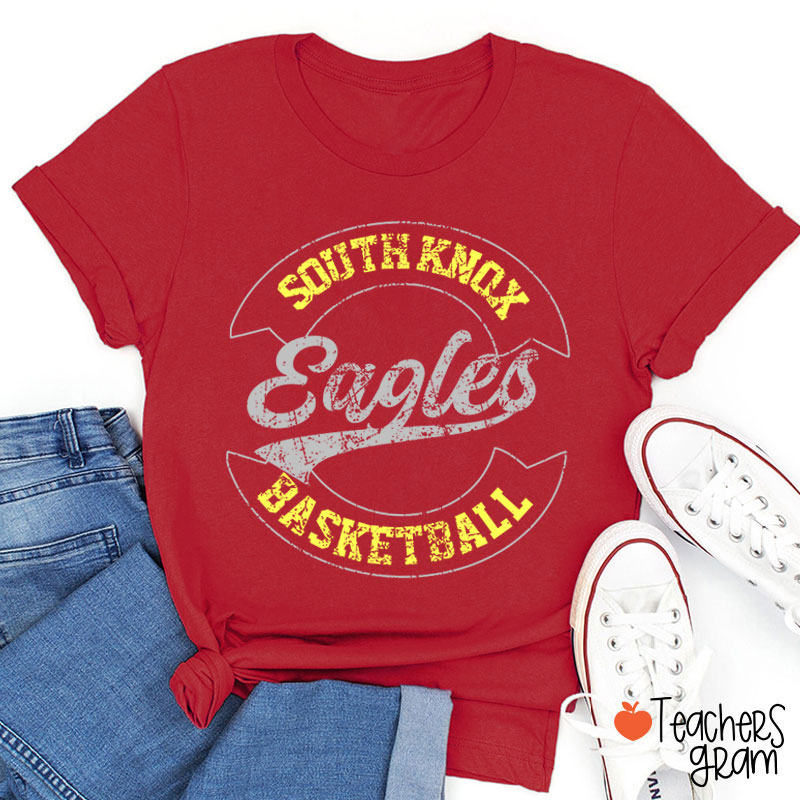 Personalized Mascot And School Name Distressed Retro School Spirit Teacher T-Shirt