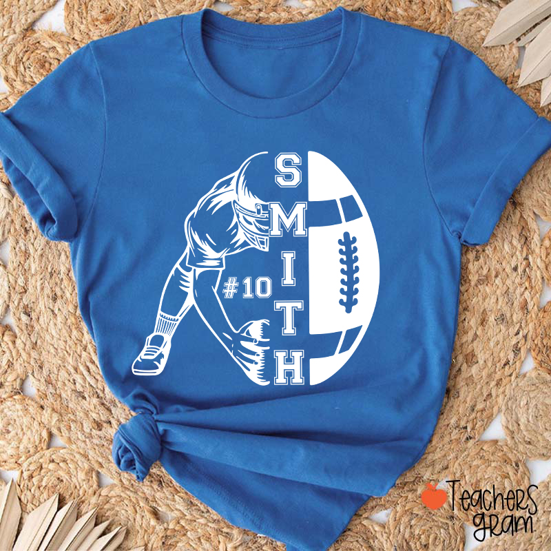 Personalized Name And Number Football Game Day Teacher T-Shirt