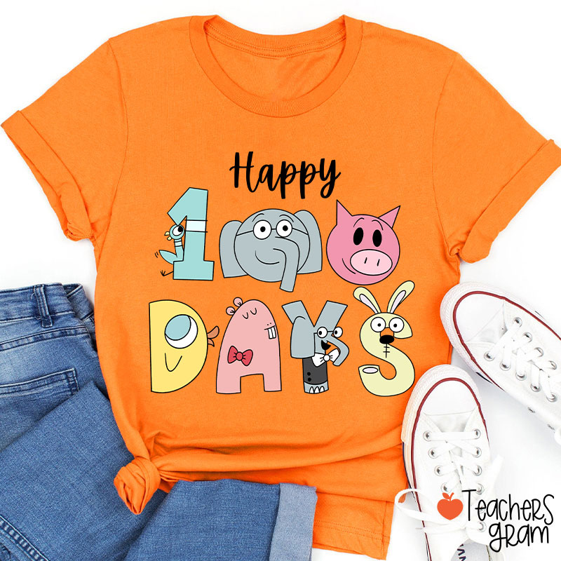 Happy 100 Days Children's Books Teacher T-Shirt