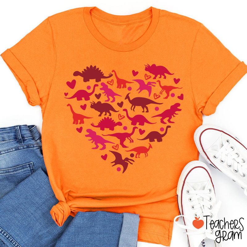Cute Dinosaur Heart Teacher T-Shirt