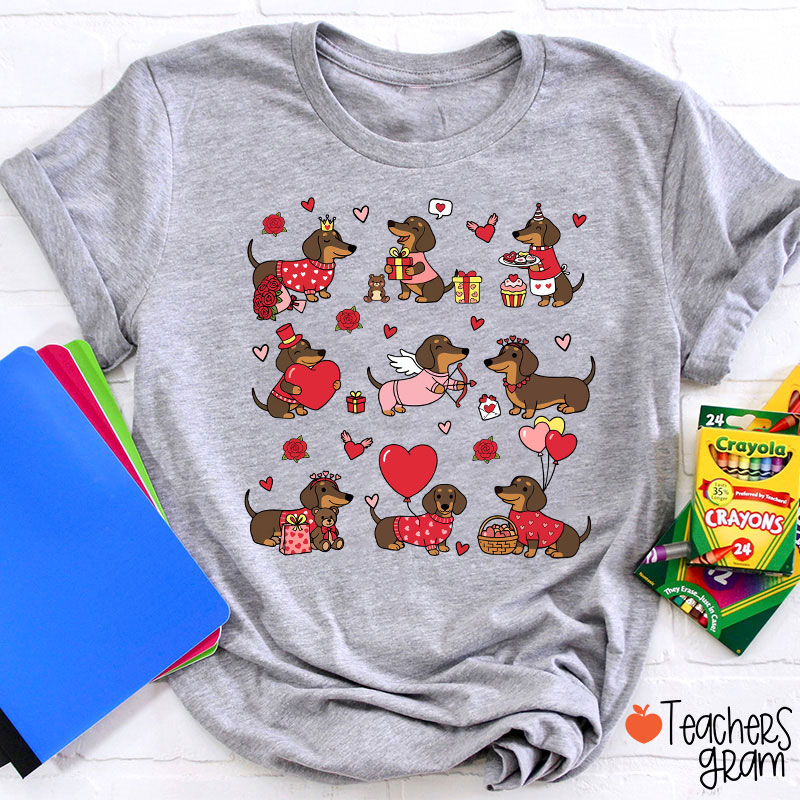 Dachshund Valentines Teacher T-Shirt