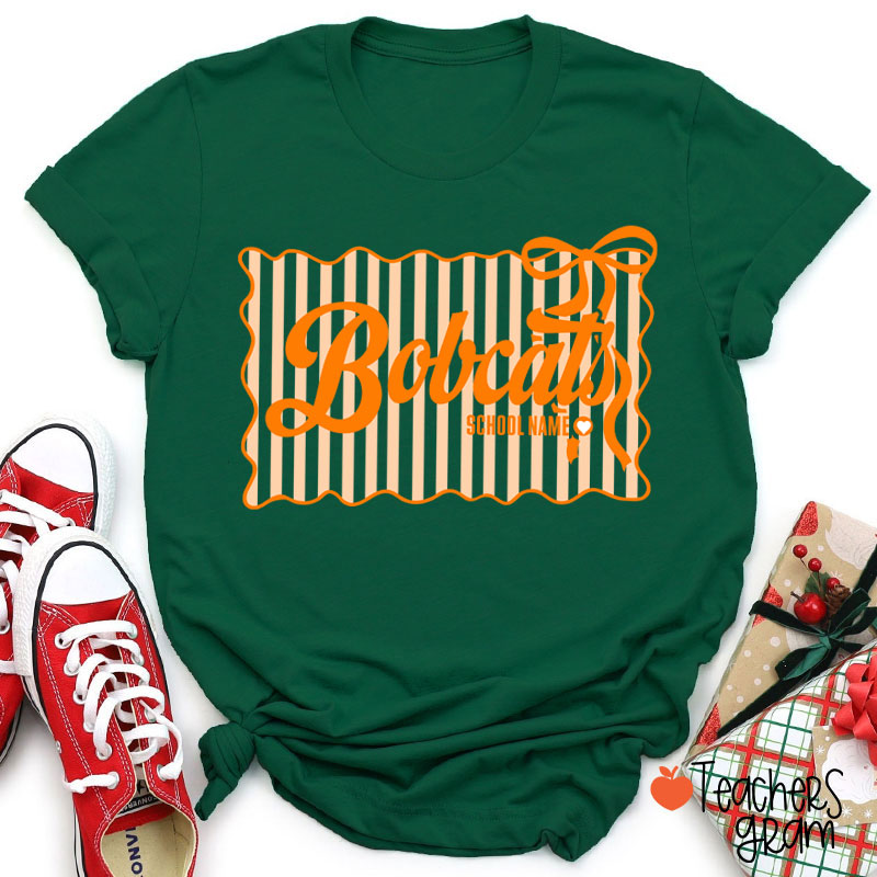 Personalized Retro Stripe Cheer Team Teacher T-Shirt