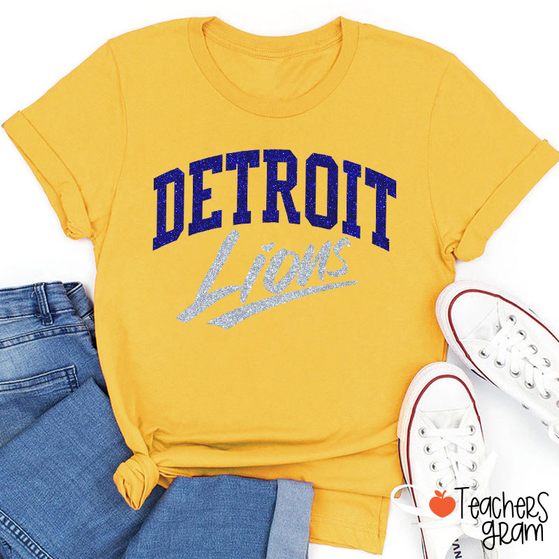 Personalized Mascot Retro Glitter Sport Fan Teacher T‑Shirt