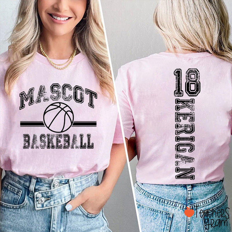 Personalized Mascot Vintage Sport Theme Teacher Two Sided T-Shirt