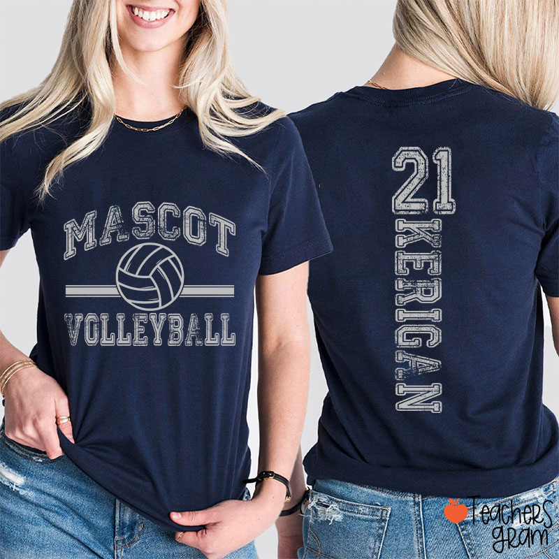 Personalized Mascot Vintage Sport Theme Teacher Two Sided T-Shirt