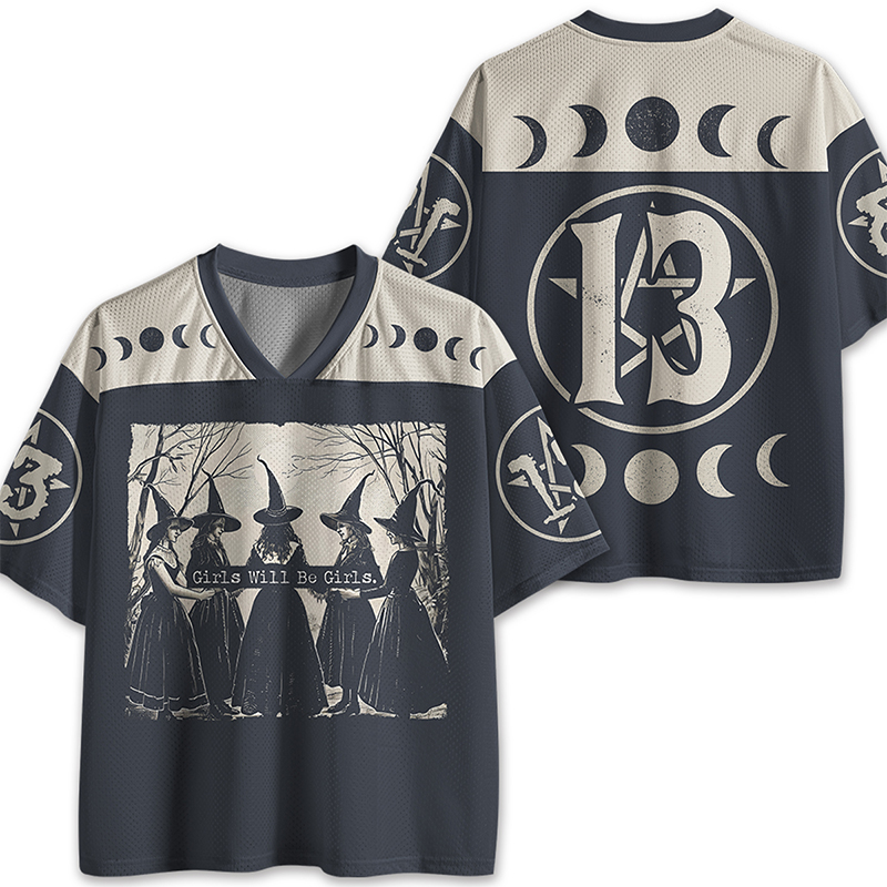 Girls Will Be Girls Witch Halloween Party Teacher Mesh Jersey