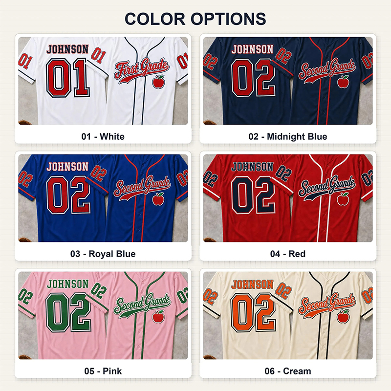 Personalized Grade Name Number Apple Graphic Striped Teacher Baseball Jersey