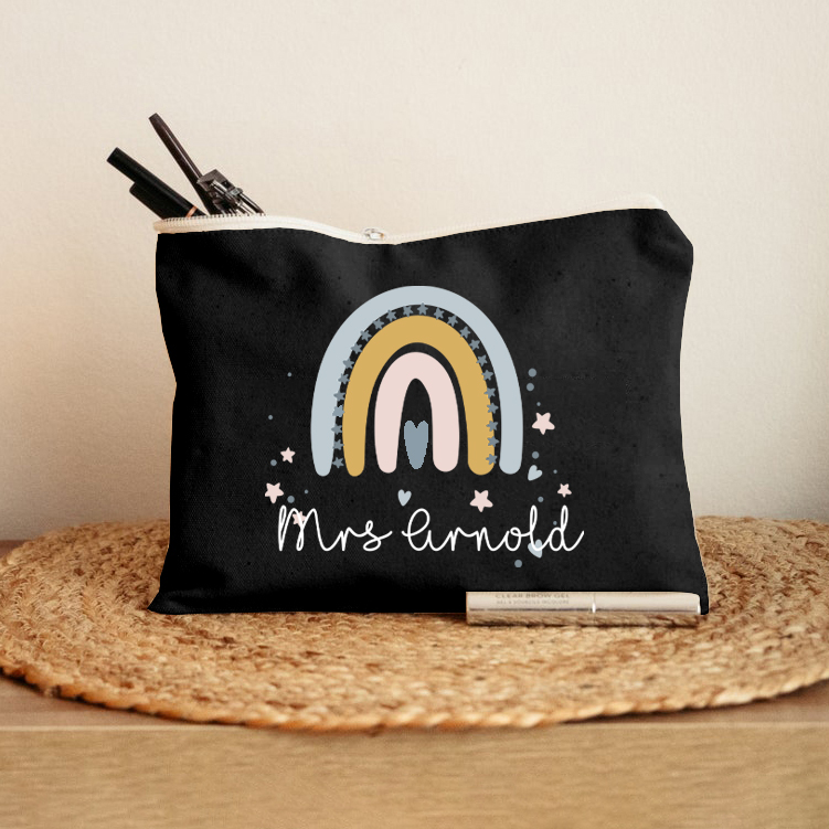 Personalized Rainbow Star Teacher Makeup Bag