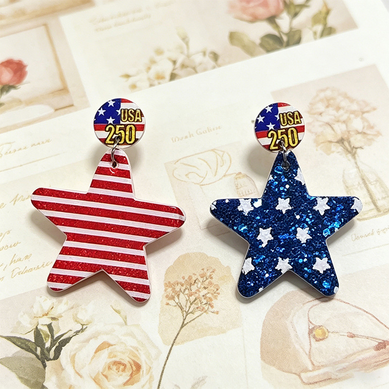 American Independence Day Star Teacher Acrylic Earrings