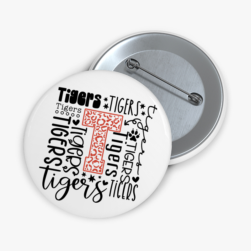 Personalized Colorful Leopard Mascot Teacher Pinback Button