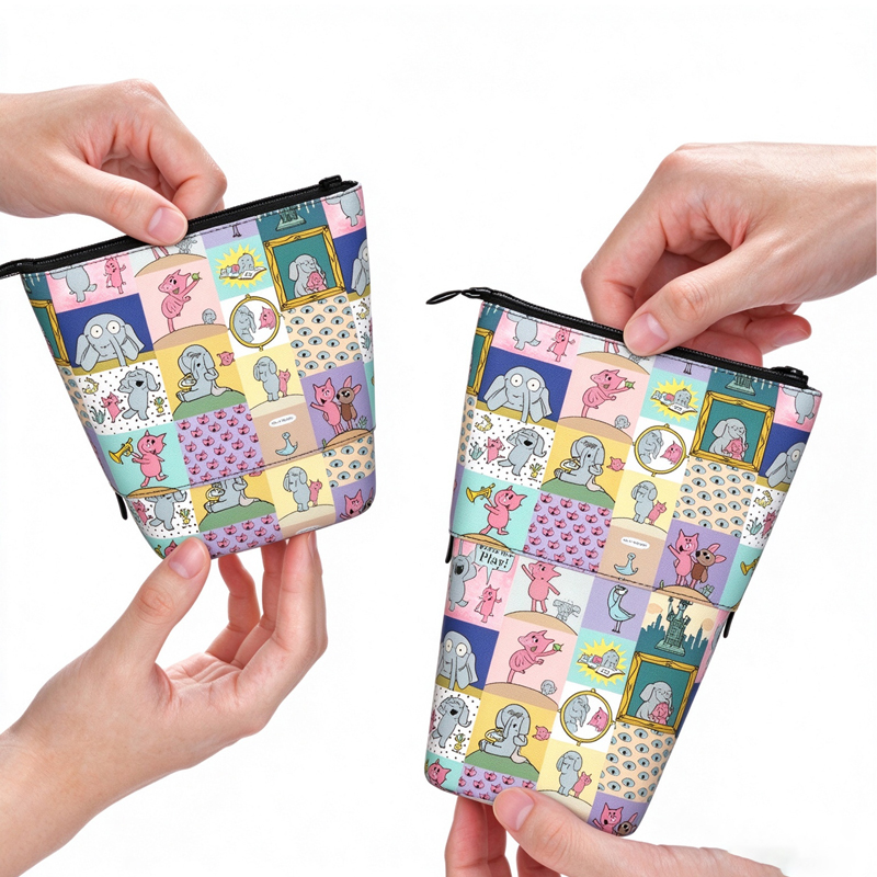 Elephant And Piggie Patchwork Telescopic Teacher Pop-Up Standing Pencil Case