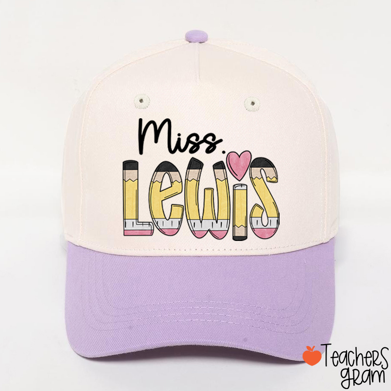 Personalized Pencil Name Teacher Baseball Cap