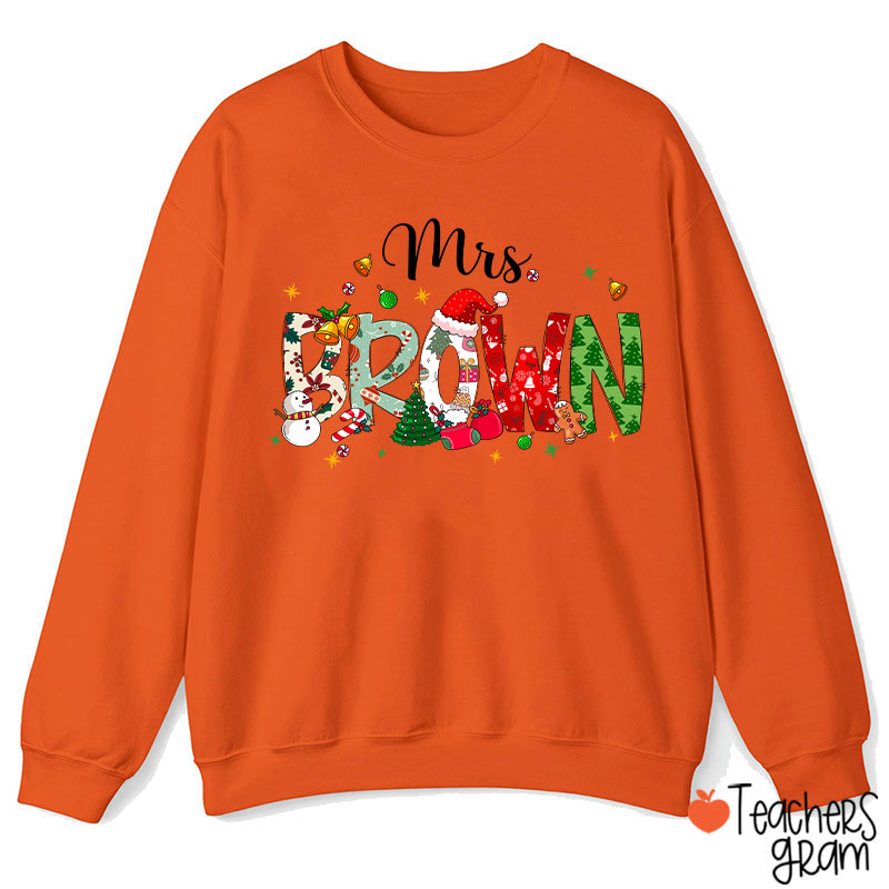 Personalized Name Christmas Atmosphere Teacher Sweatshirt