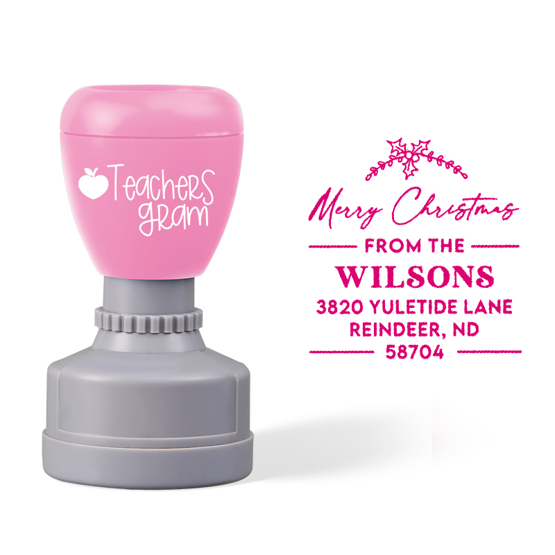 Personalized Address Merry Christmas Teacher Stamp