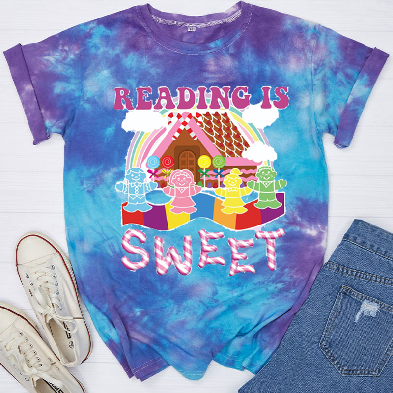 Reading Is Sweet Teacher Tie-dye T-Shirt