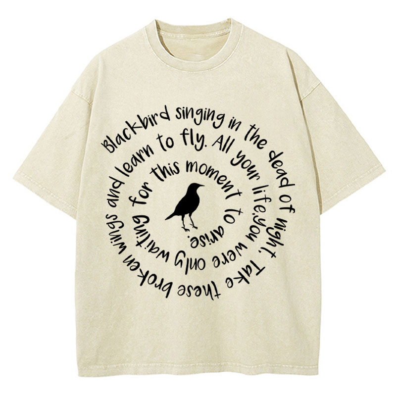 Blackbird Singing In The Dead Of Night Teacher Washed T-Shirt