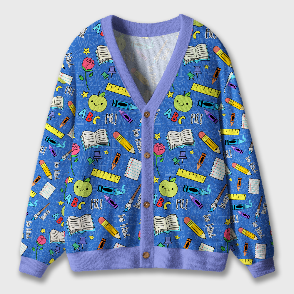 Hi ABC Be Kind Teacher Ugly Cardigan Sweaters