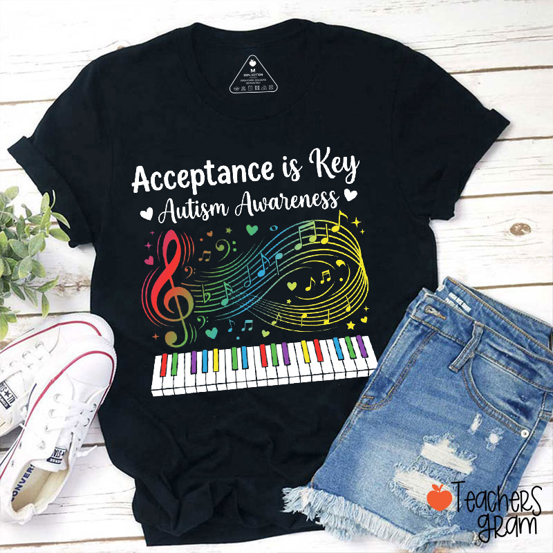 Acceptance Is Key Autism Awareness Teacher T-Shirt