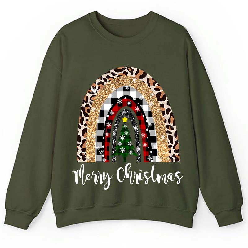 Merry Christmas A Christmas Tree In The Snow Teacher Sweatshirt