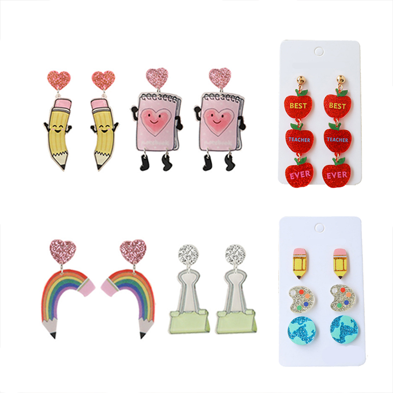 Cute Teacher Stuff Teacher Acrylic Earrings