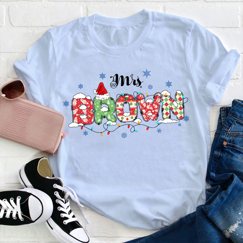 Personalized Name Ho Ho Ho Teacher T-Shirt
