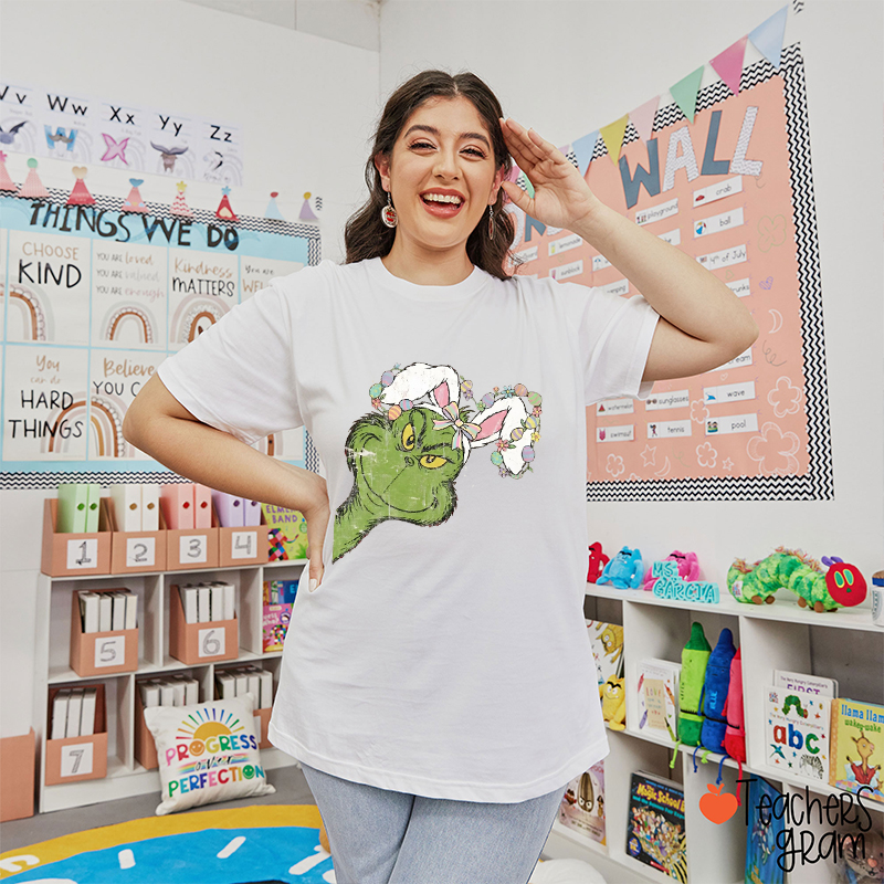 Easter Green Guy Bunny Teacher T-Shirt
