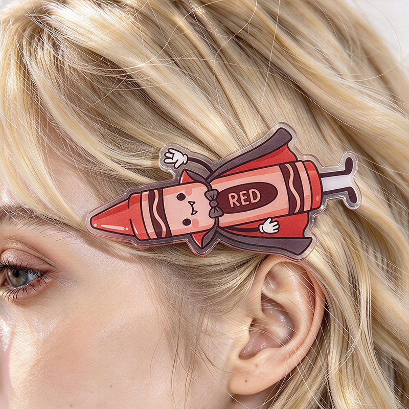 Kawaii Red Vampire Crayon Acrylic Duckbill Hair Clips