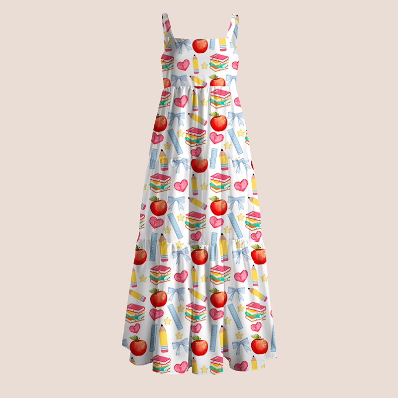 Apple Pencil Books Bow Teacher Slip Dress