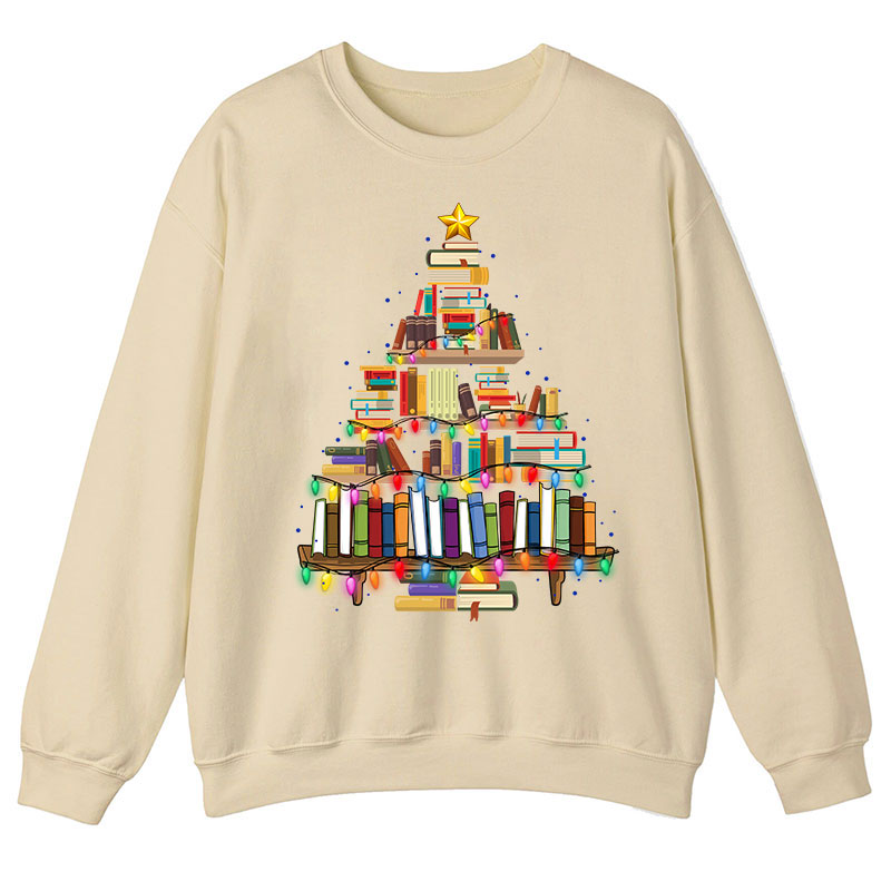 Book Christmas Tree Teacher Sweatshirt