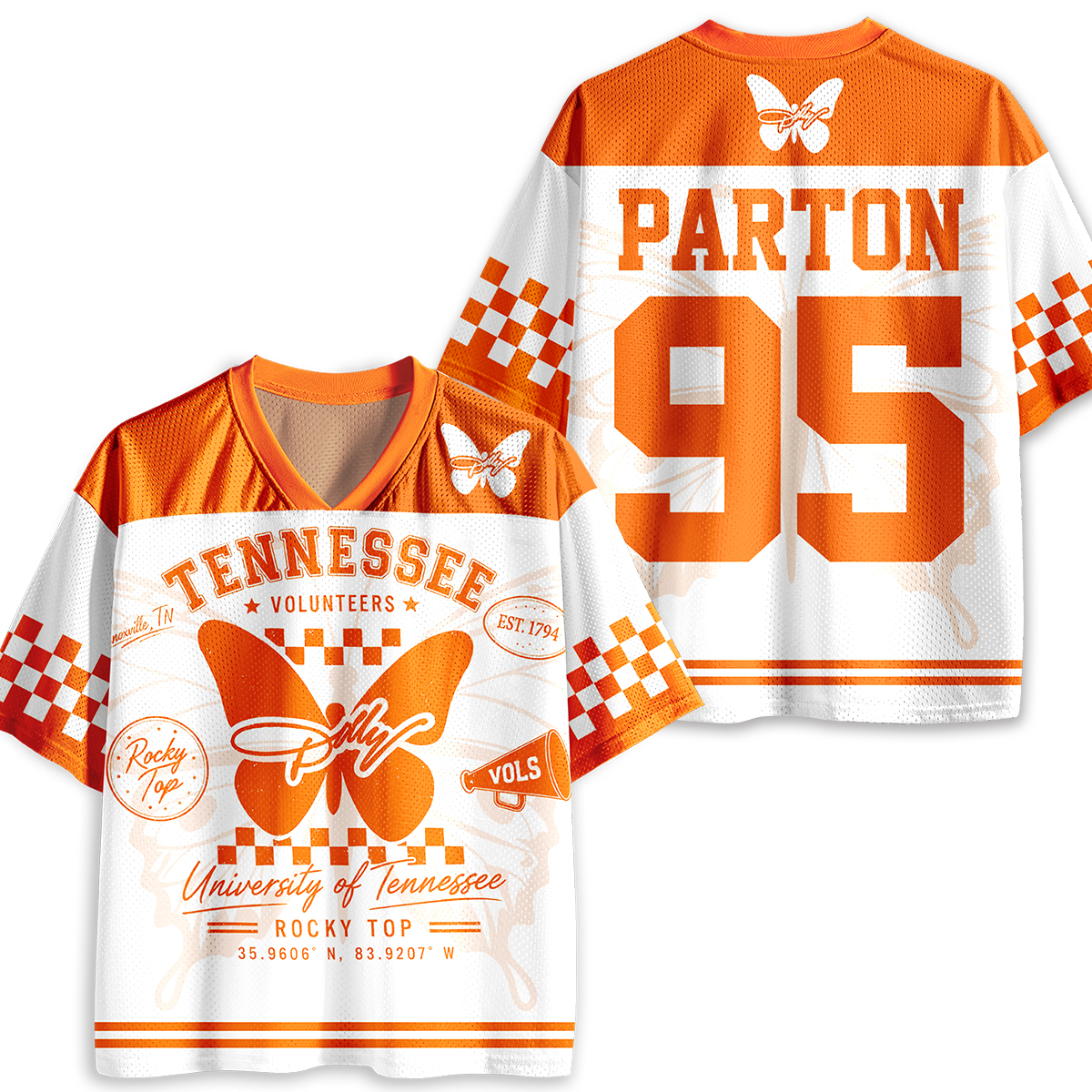 Tennessee Volunteers Rocky Top Butterfly Teacher Mesh Jersey