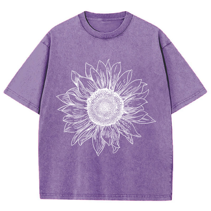 Floral Sunflower Teacher Washed T-Shirt