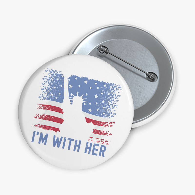 America Flag I'm With Her Teacher Pinback Button