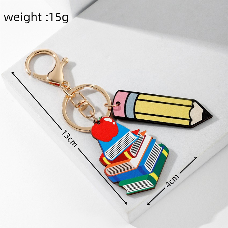 Pencil Book Teacher Keychain